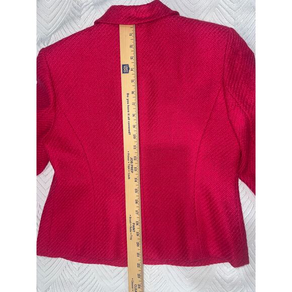 Vintage Jones New York Wool Jacket 10P – Hot Pink Textured Button Front Coat - Picture 11 of 12